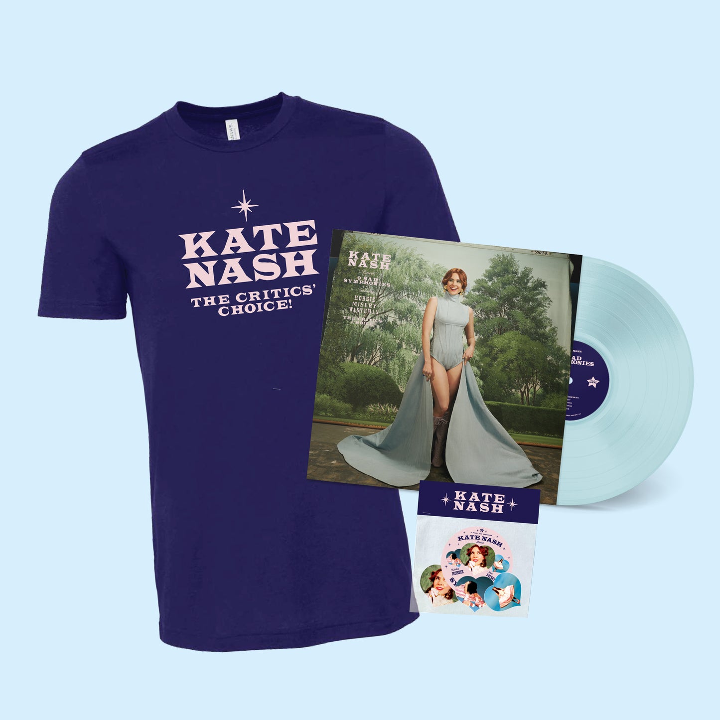 ‘9 Sad Symphonies’ LP  + Kate Nash T-Shirt + Sticker & Coaster Pack